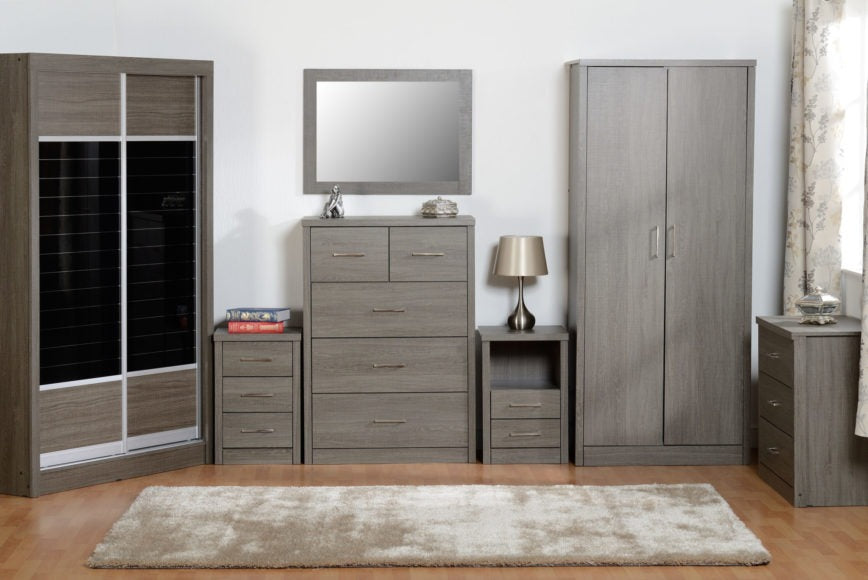 Lisbon 2 Door Sliding Wardrobe - Black Wood Grain