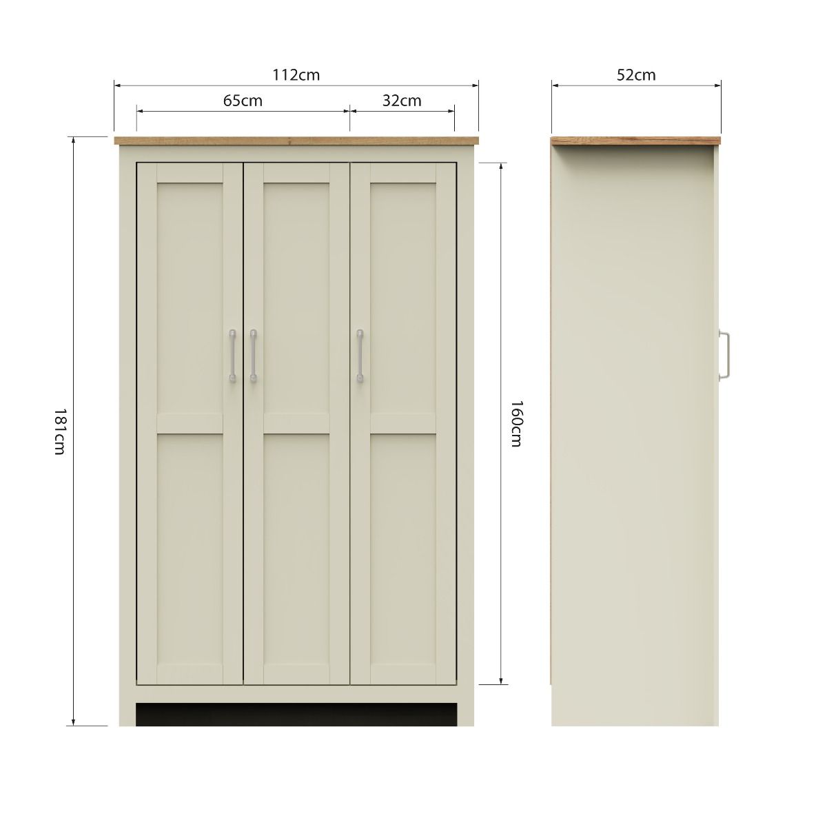 Lisbon Pine 3 Door Wardrobe in Cream