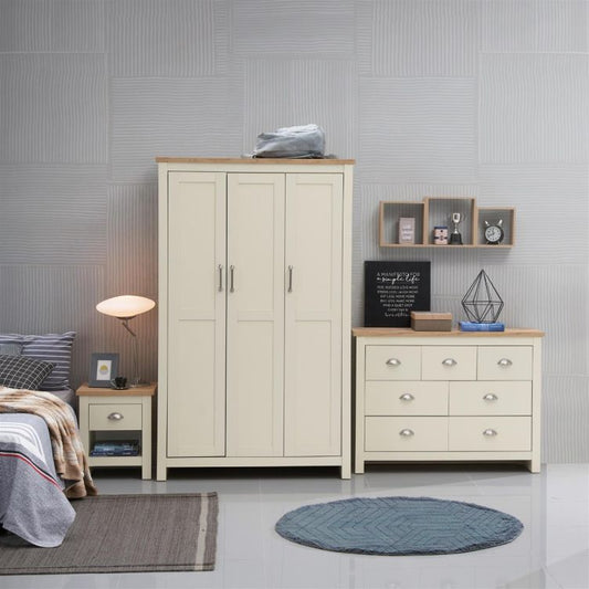 Lisbon 3 Piece Set (3 Door Wardrobe, 3+4 Chest, 1 Drw Bedside)