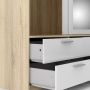 Line Wardrobe with 3 Doors 6 Drawers in Oak with White High Gloss