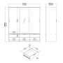 Line Wardrobe with 3 Doors 6 Drawers in Oak with White High Gloss