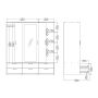 Line Wardrobe with 3 Doors 6 Drawers in Oak with White High Gloss