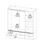 Line Wardrobe with 3 Doors 6 Drawers in Oak with White High Gloss