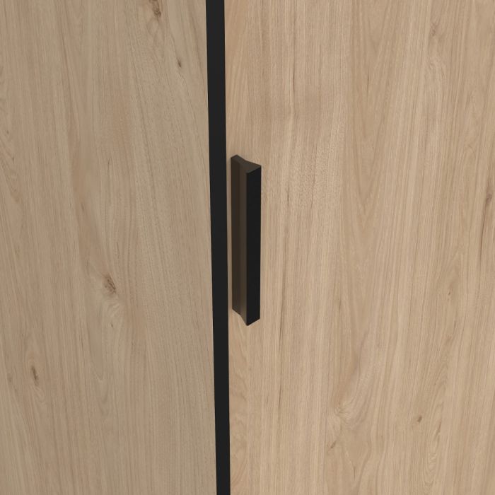 Line Wardrobe with 2 Sliding Doors 1 Small Door and 2 drawers In Jackson Hickory Oak