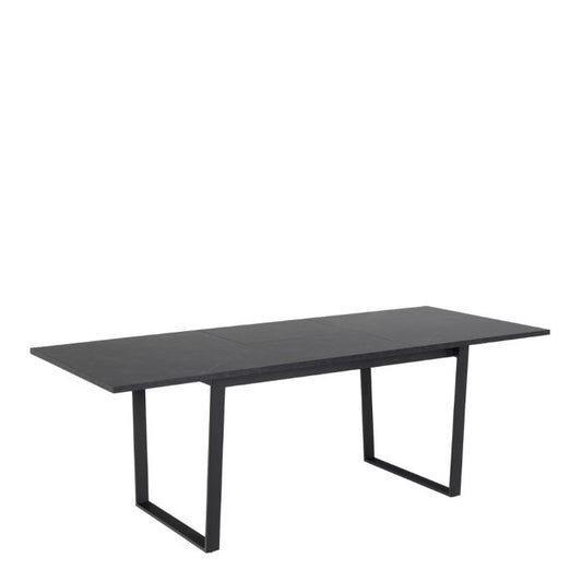 Amble Dining Table with Black Marble Melamine Top & Black Legs