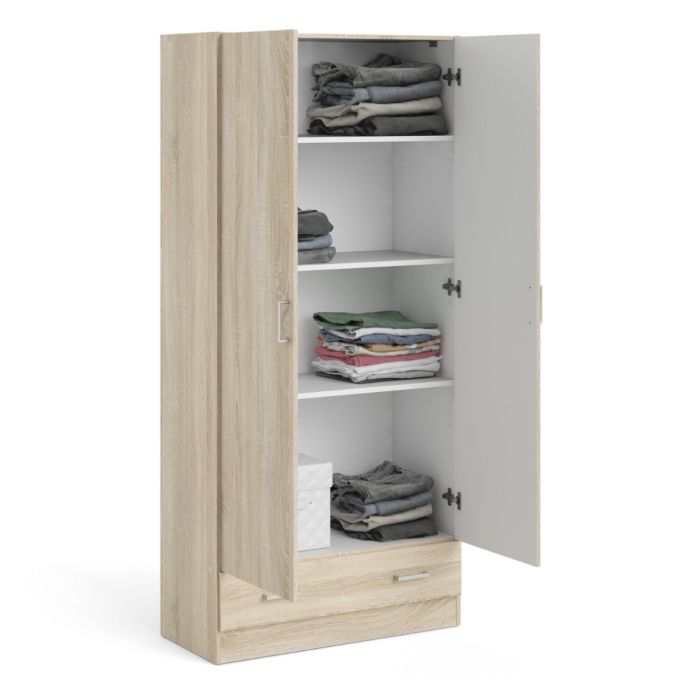 Space Wardrobe with 2 doors + 1 drawer in Oak 1700