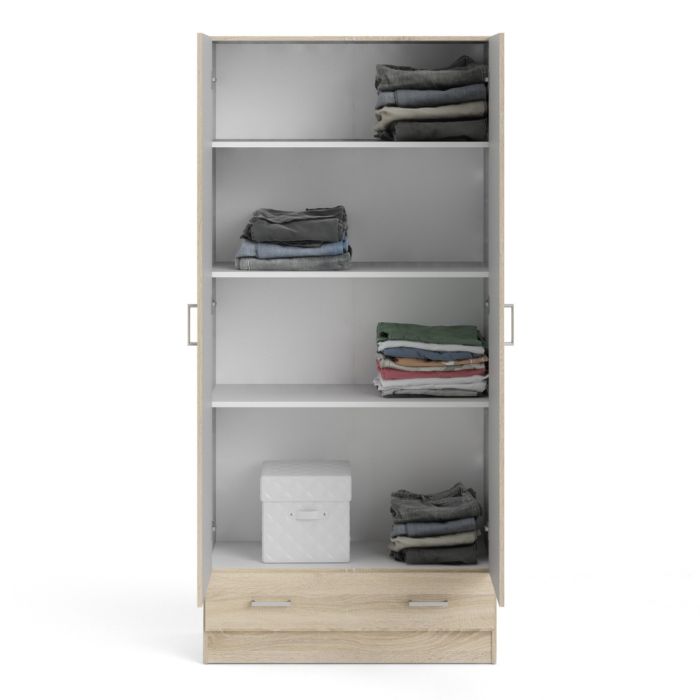 Space Wardrobe with 2 doors + 1 drawer in Oak 1700