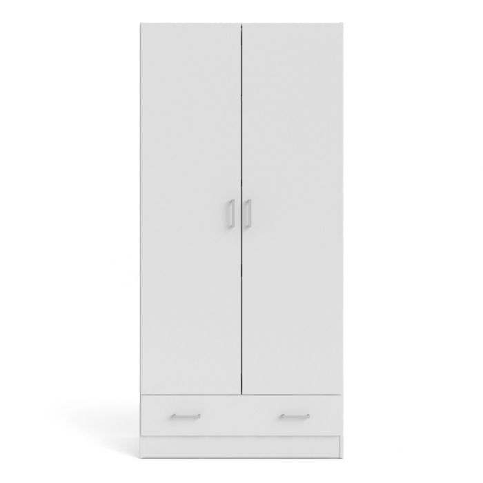 Space Wardrobe with 2 doors + 1 drawer in White 1700