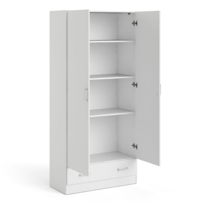 Space Wardrobe with 2 doors + 1 drawer in White 1700