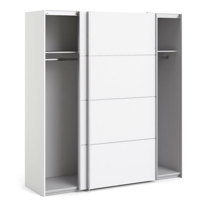 Verona Sliding Wardrobe 180cm in White with White and Oak doors with 2 Shelves