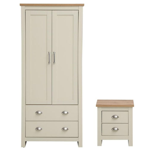 Lisbon 2 Piece Set (2 Door Wardrobe, 2 Drw Bedside)