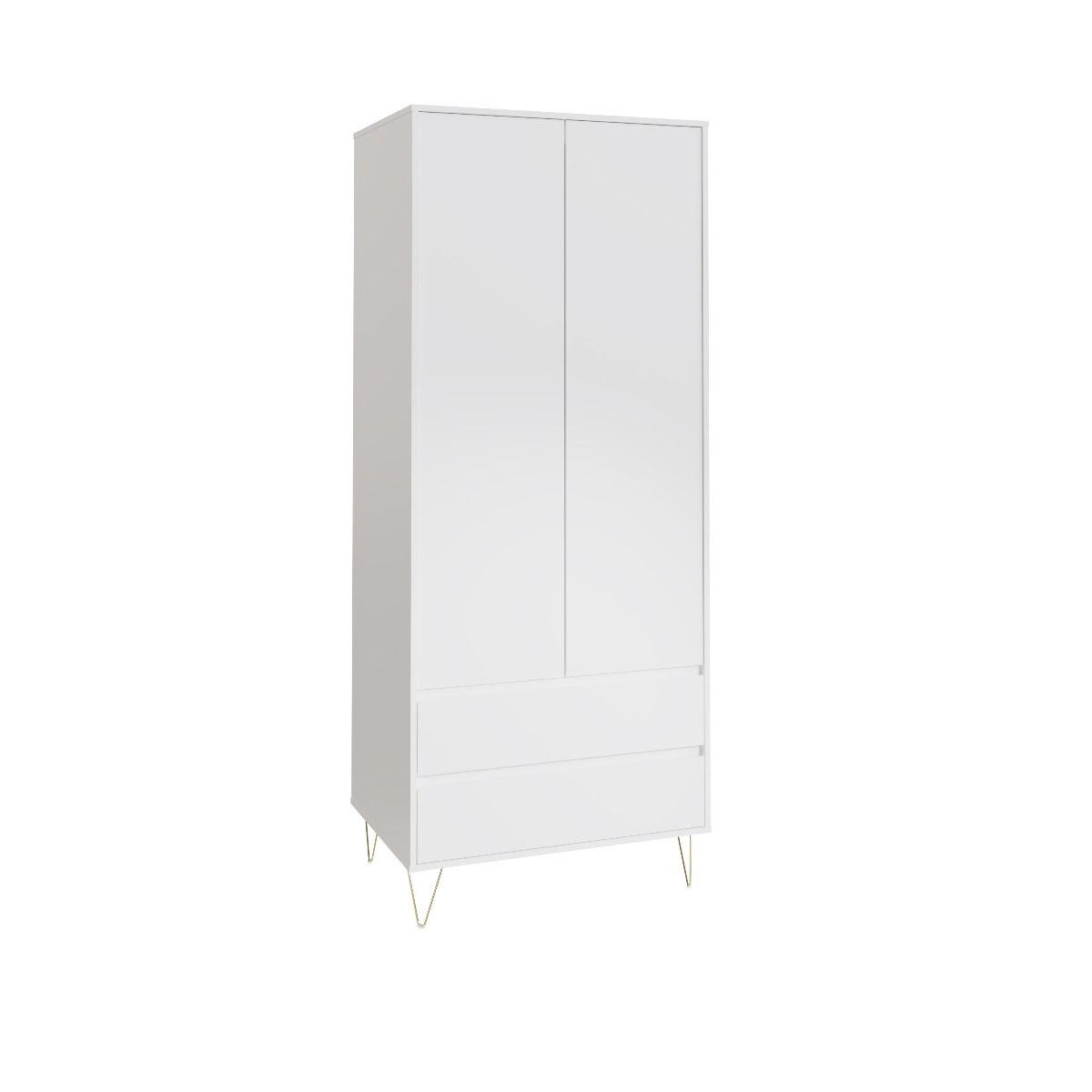 Monaco 2 Door 2 Drawer Wardrobe in White