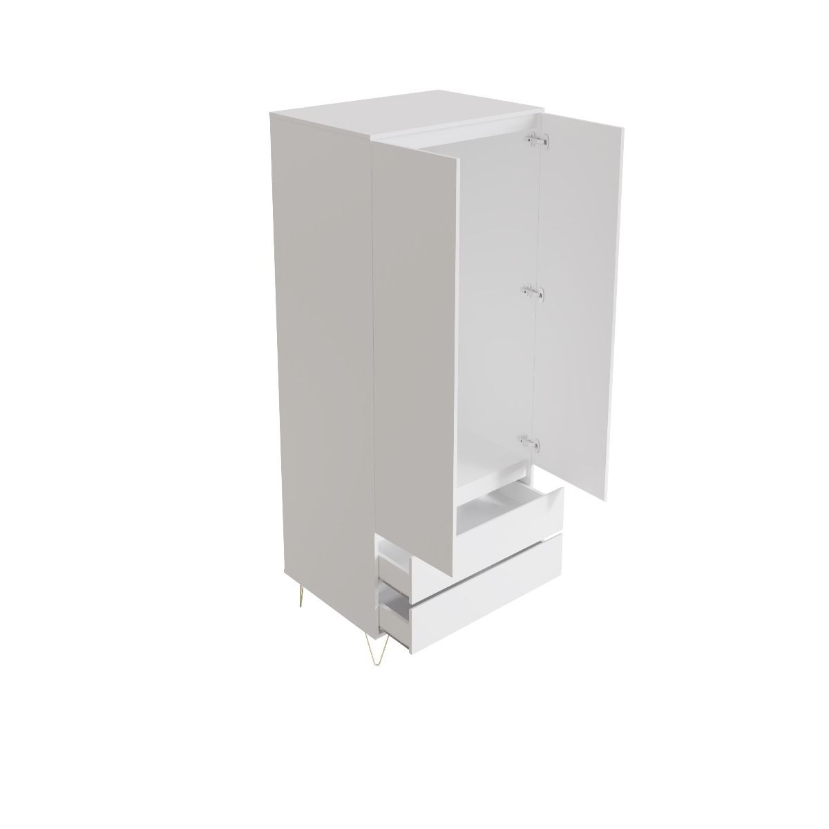 Monaco 2 Door 2 Drawer Wardrobe in White