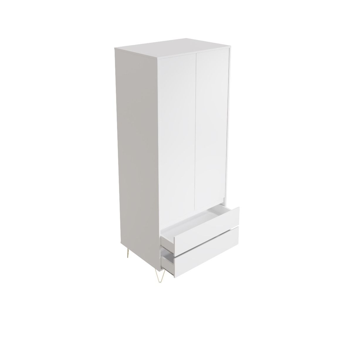 Monaco 2 Door 2 Drawer Wardrobe in White