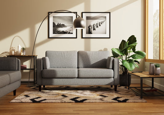 2 Seater Cushion Back Light Grey Sofa