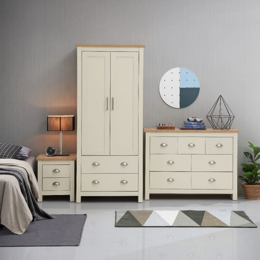 Lisbon 3 Piece Set (2 Door Wardrobe, 3+4 Chest, 2 Drw Bedside)